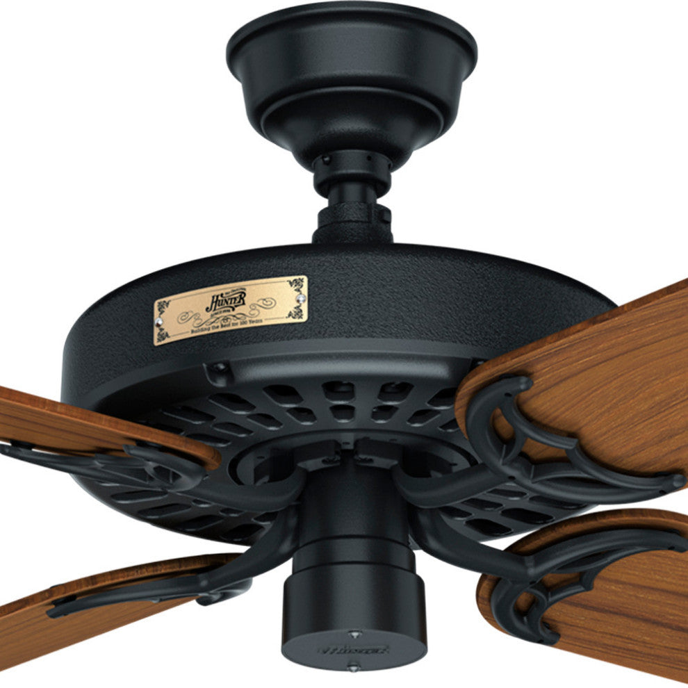 Hunter Fan Company 52" Outdoor Orig Teak Blades Black Ceiling Fan