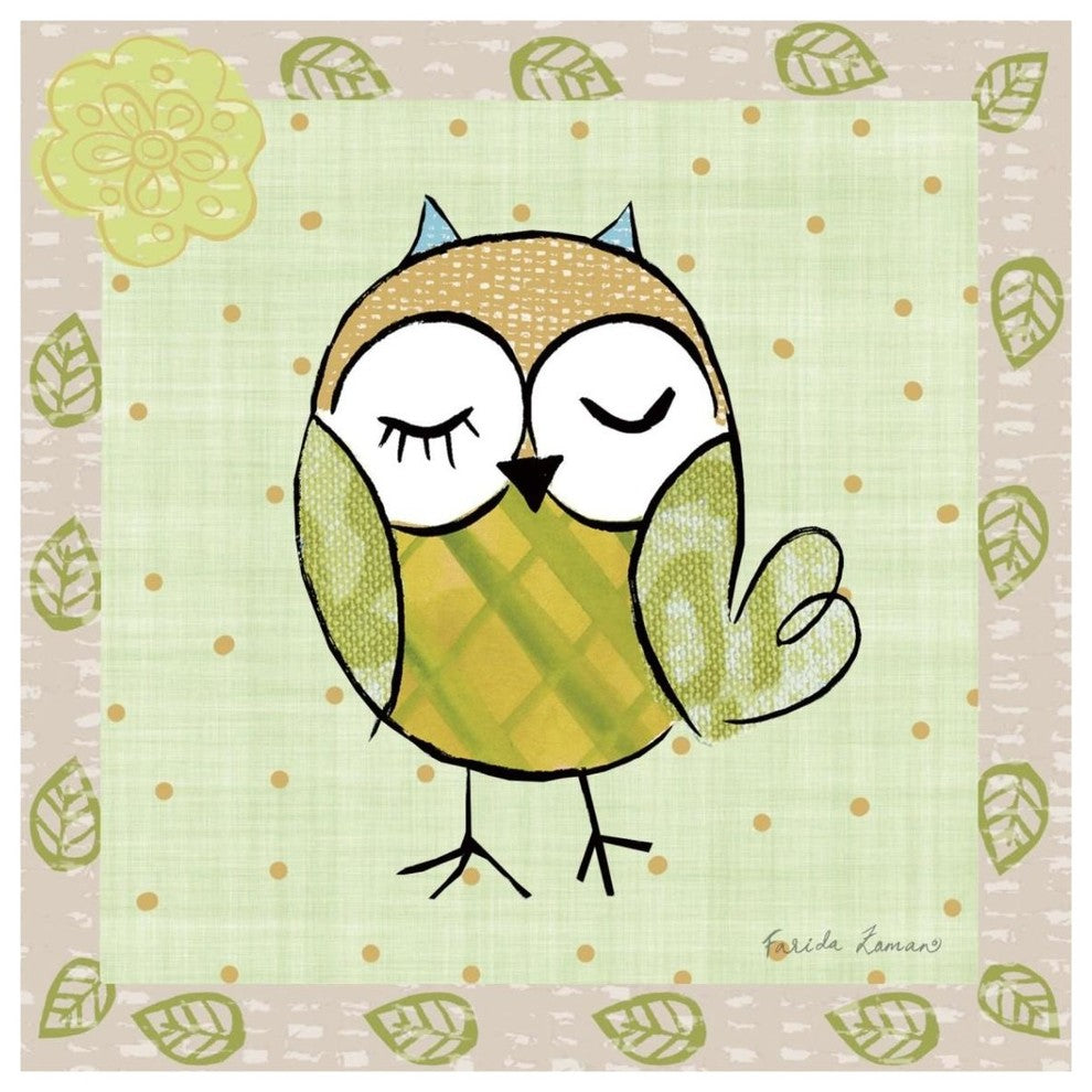 "Whimsy Owls II" Digital Paper Print by Farida Zaman, 38"x38"