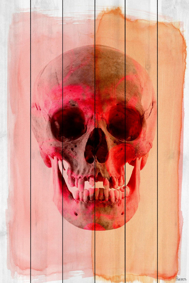 "Marvel Red Skull" Painting Print on White Wood, 30"x45"