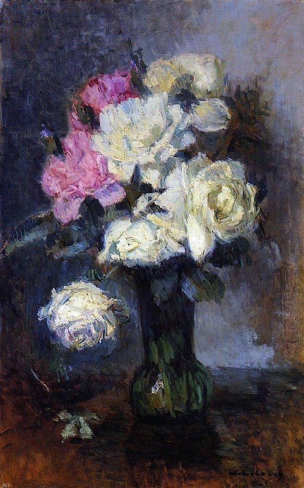 Albert Lebourg Bouquet of Roses in a Vase Premium Canvas Print
