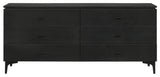Legend Black Glaze Ash Veneer 6 Drawer Dresser with Metal Legs