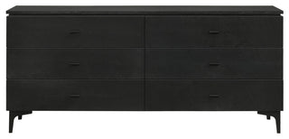 Legend Black Glaze Ash Veneer 6 Drawer Dresser with Metal Legs