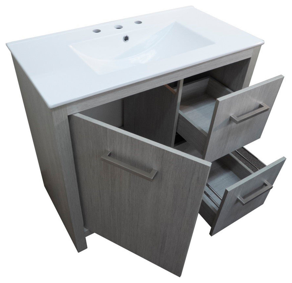 36" Single Sink Vanity With Gray Pine Finish