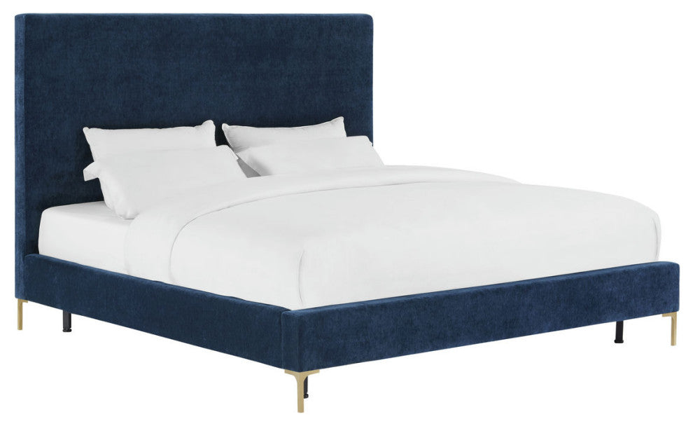 TOV Furniture Delilah Navy Textured Velvet Bed in King