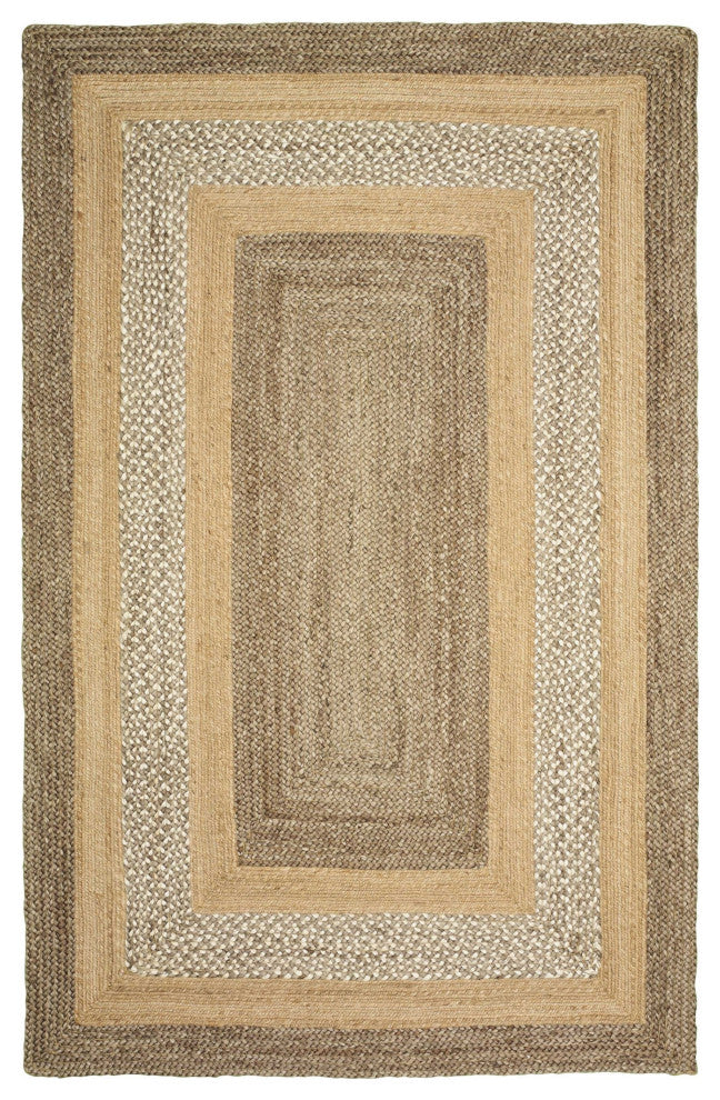 4" x 6" Tan and Beige Bordered Area Rug