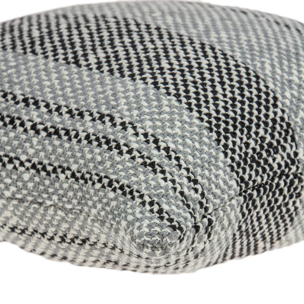 HomeRoots Square Gray Regatta Stripe Accent Pillow Cover