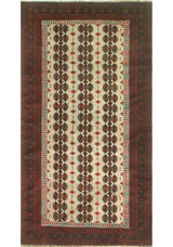 Vintage Distressed Wells Beige/Red Rug, 3'10x7'0