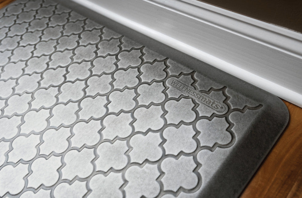 WellnessMats Premium Anti-Fatigue Mat Trellis Collection, Silver Leaf, 72"x24"