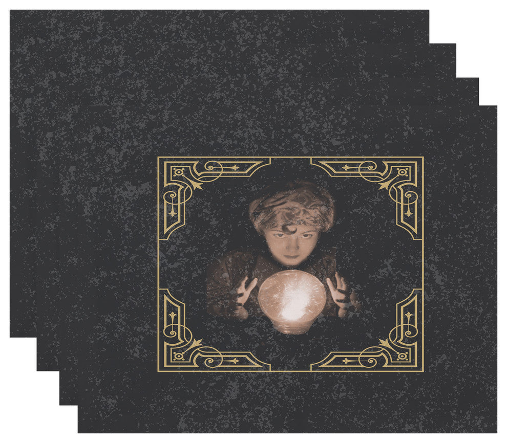 All Seeing Psychic 18"x14" Gold/Yellow Halloween Print Placemat, Set of 4