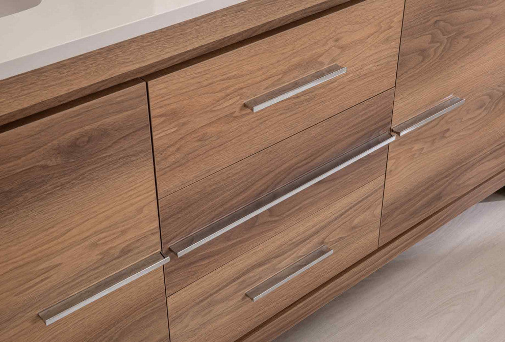 Mila Collection 72" Bathroom Vanity With Sink, Mirror, Countertop, Walnut Brown