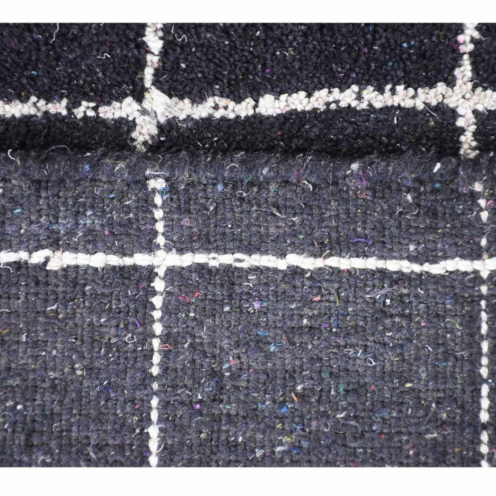 HAND KNOTTED LOOM SILK ECO-FRIENDLY RUGS-5'x8',Rectangle,Black Beige,Geometric