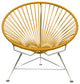 Innit Indoor/Outdoor Handmade Lounge Chair, Caramel Weave, Chrome Frame