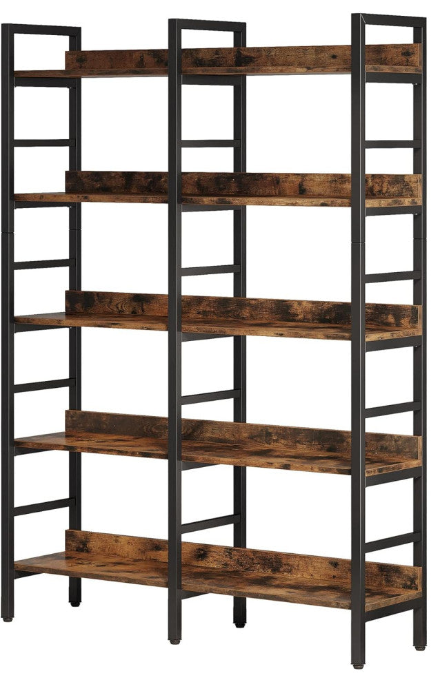 Tribesigns 5-Tier Industrial Bookshelf,Etagere Bookcase, Double Wide Book Shelf
