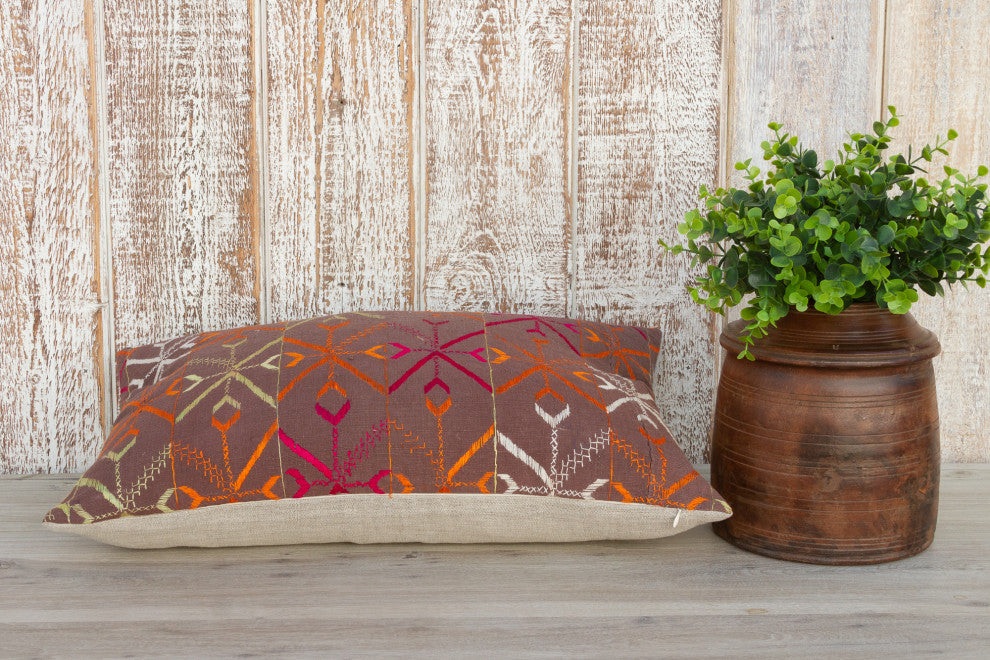 Anya Antique Indian Folk Lumbar Pillow