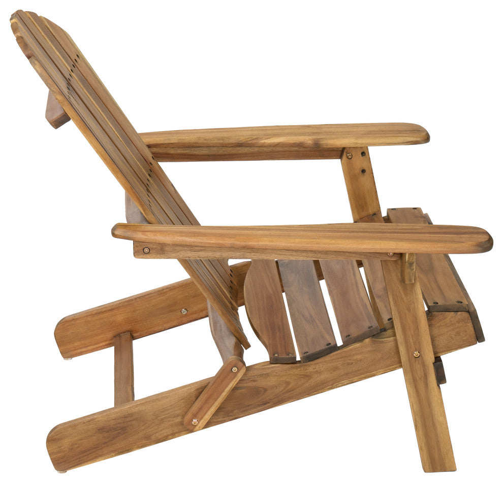 GDF Studio Outdoor Acacia Wood Folding Adirondack Chairs W/ Cushions, Set of 2, Dark Teal