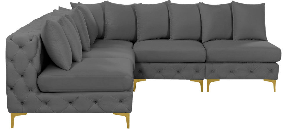 Tremblay Modular Sectional, Grey, L-Shaped, 5-Piece: Armless (4), Corner (1)