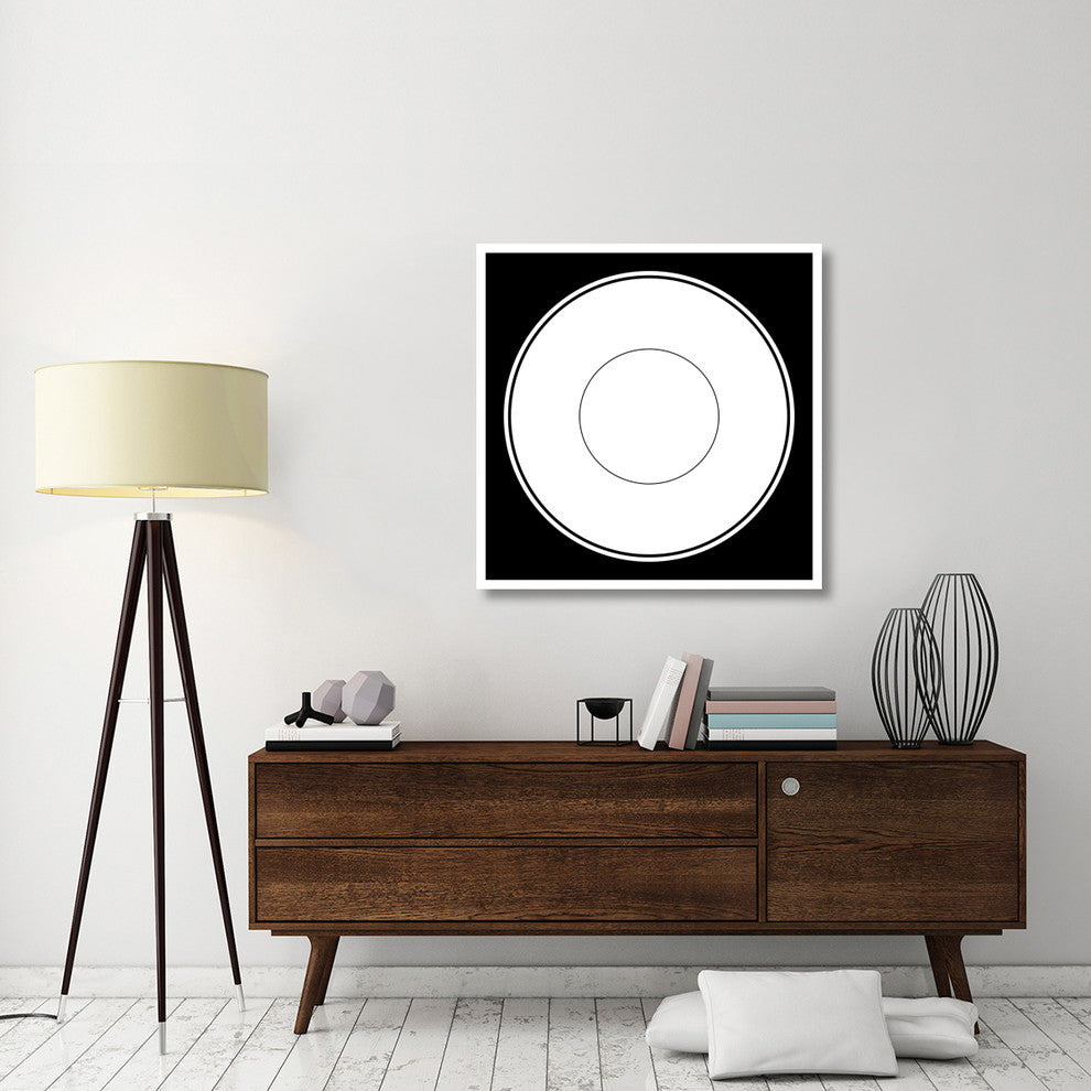 "Mealtime: White on Black - Plate" Digital Paper Print by BG.Studio, 38"x38"
