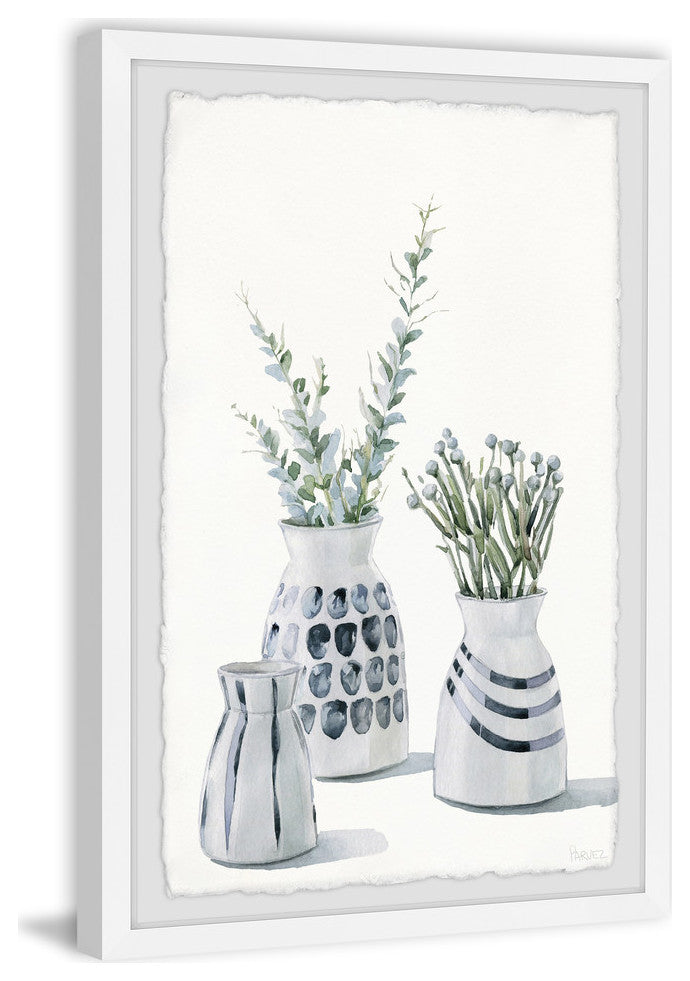 "Ceramic Patterned Vases" Framed Painting Print, 20"x30"