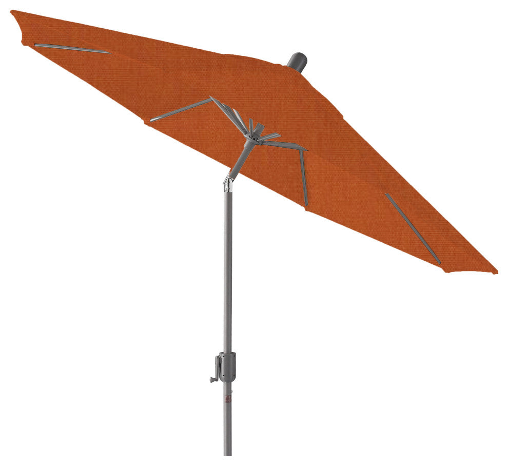 9' Round Push Tilt Market Umbrella, Grey Frame, Sunbrella, Rust