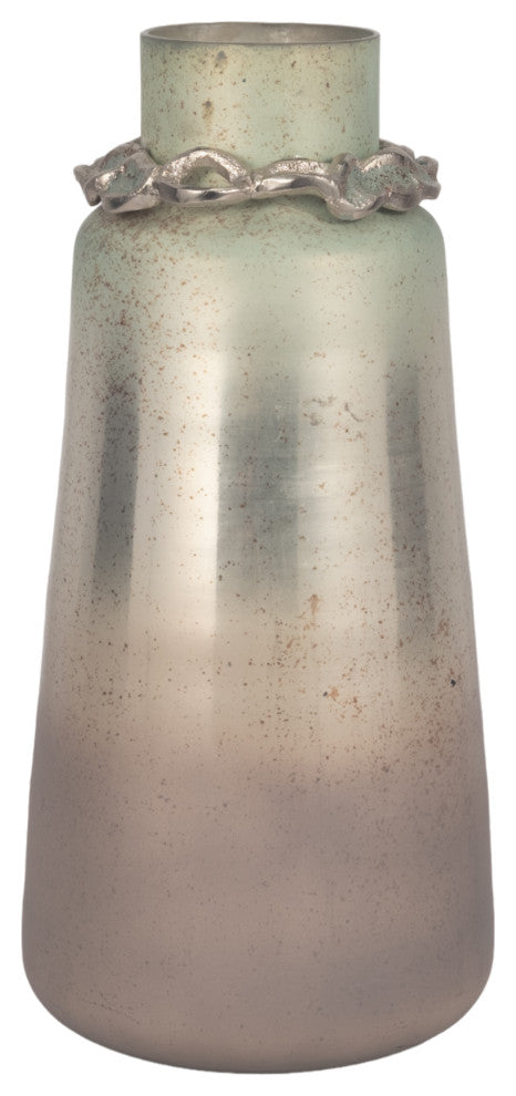 Glass, 17"H, Vase, Bracelet, Nickle, Aloe