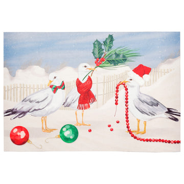 Illusions Peck The Halls Indoor/Outdoor Mat, Snow, 1''11"x2''11"