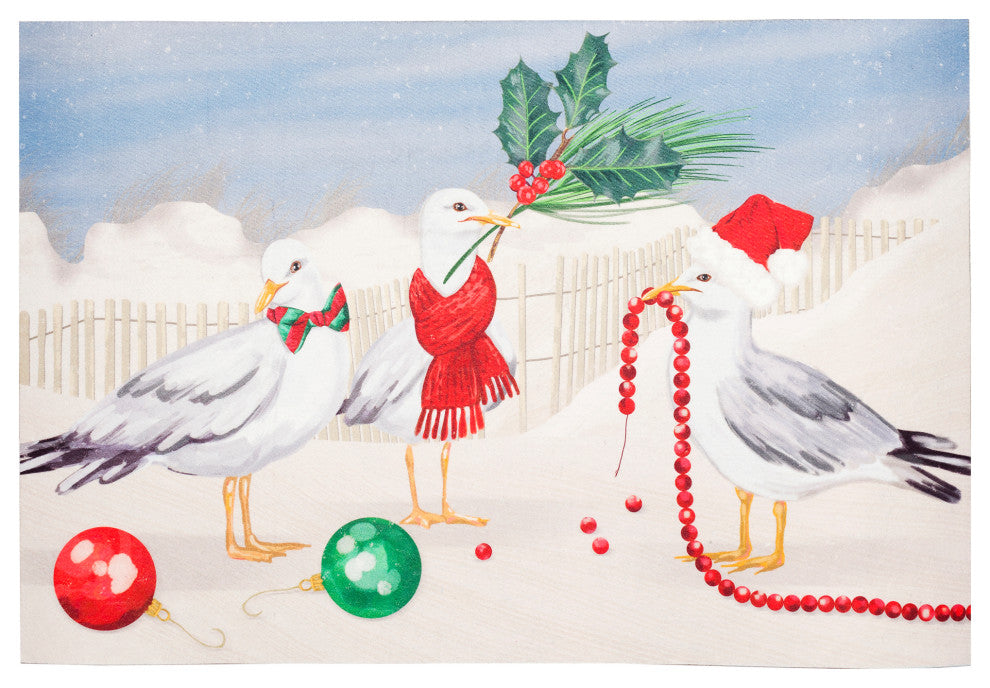Illusions Peck The Halls Indoor/Outdoor Mat, Snow, 1''11"x2''11"