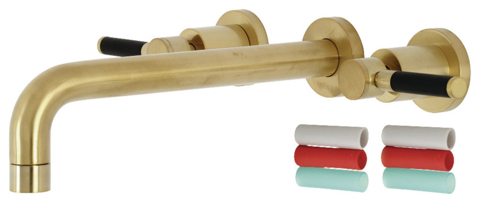 Two-Handle Wall Mount Tub Faucet, Brushed Brass