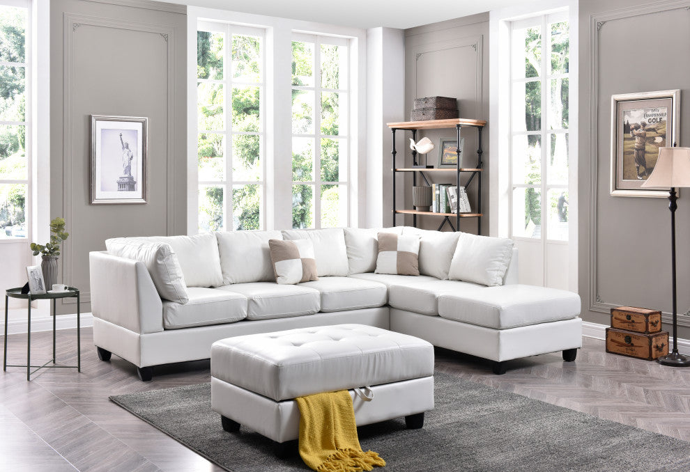 Pasqual Sectional, White Pu