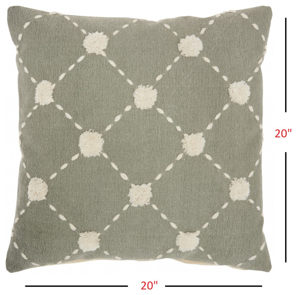 Glamorous Handcrafted Sage Accent Throw Pillow