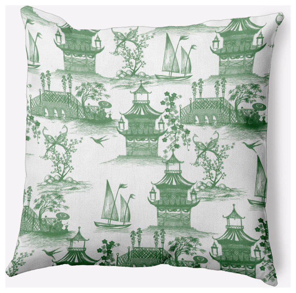 China Old Polyester Indoor Pillow, Green, 26"x26"