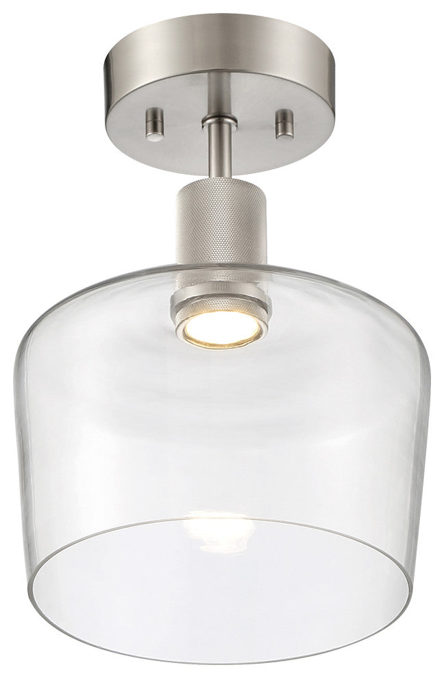 Access Port Nine 1-Light Chardonnay LED Semi-Flush Brushed Steel