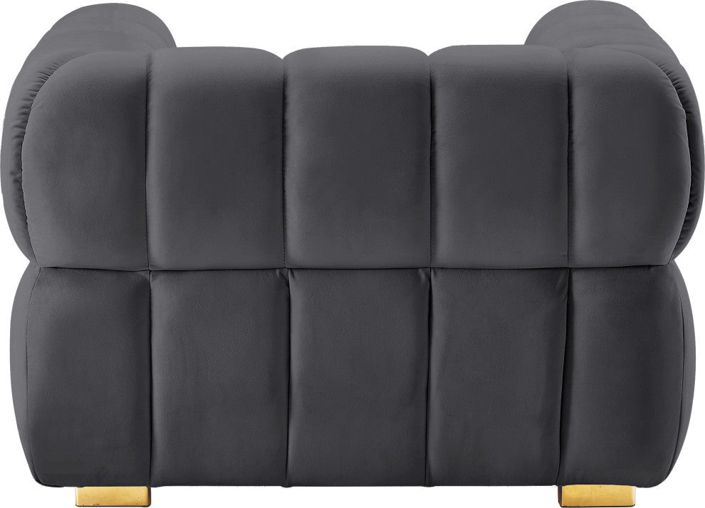Gwen Velvet Upholstered Chair, Gray, Chair