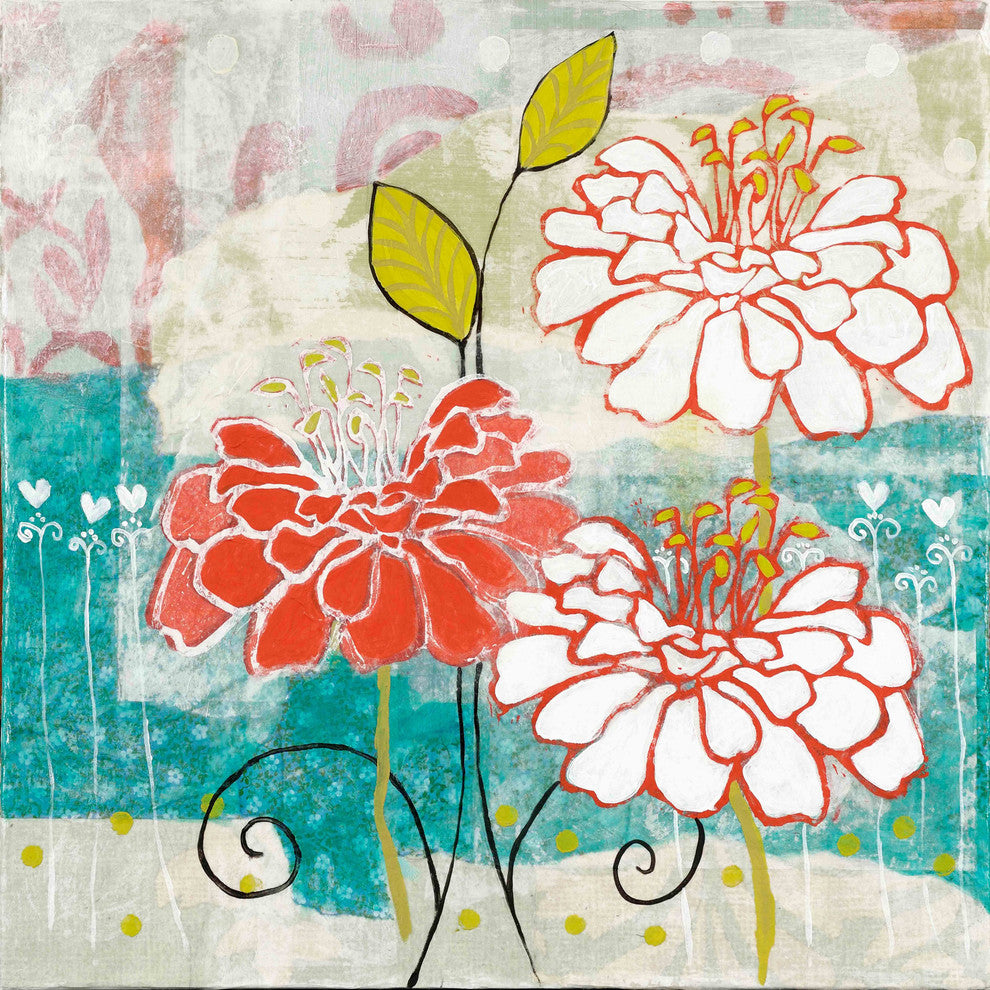 "Orange Dahlia 2" Painting Print on Wrapped Canvas