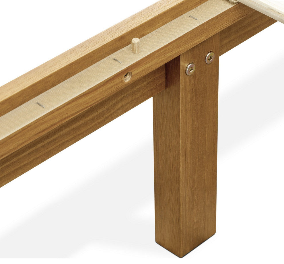 Queen Size Bed Frame With 4 Hardwood Legs And 2 Extra Center Legs Oak Finish