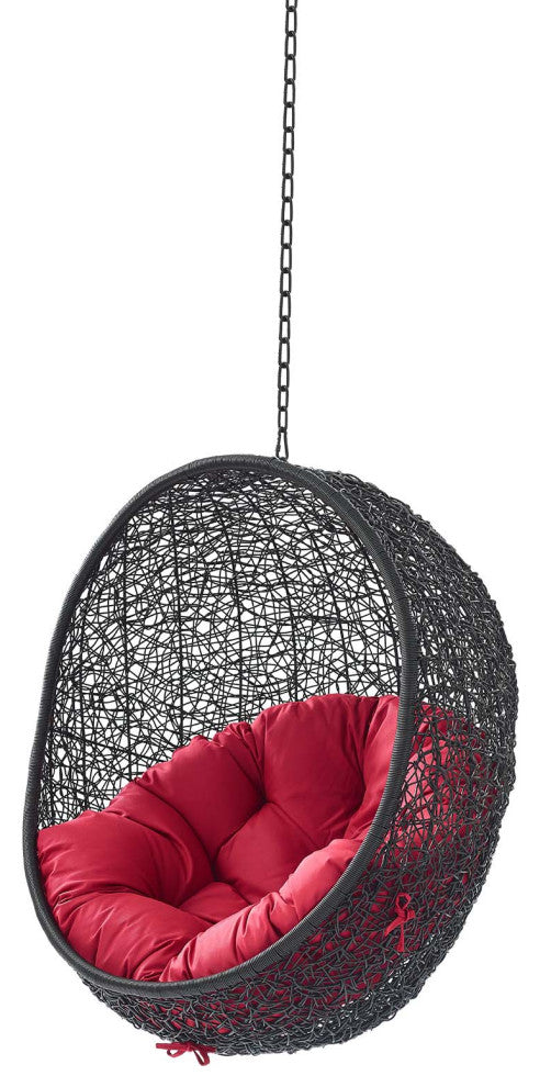 Swing Lounge Chair, Black Red, Modern, Outdoor Patio Balcony Cafe Bistro Garden