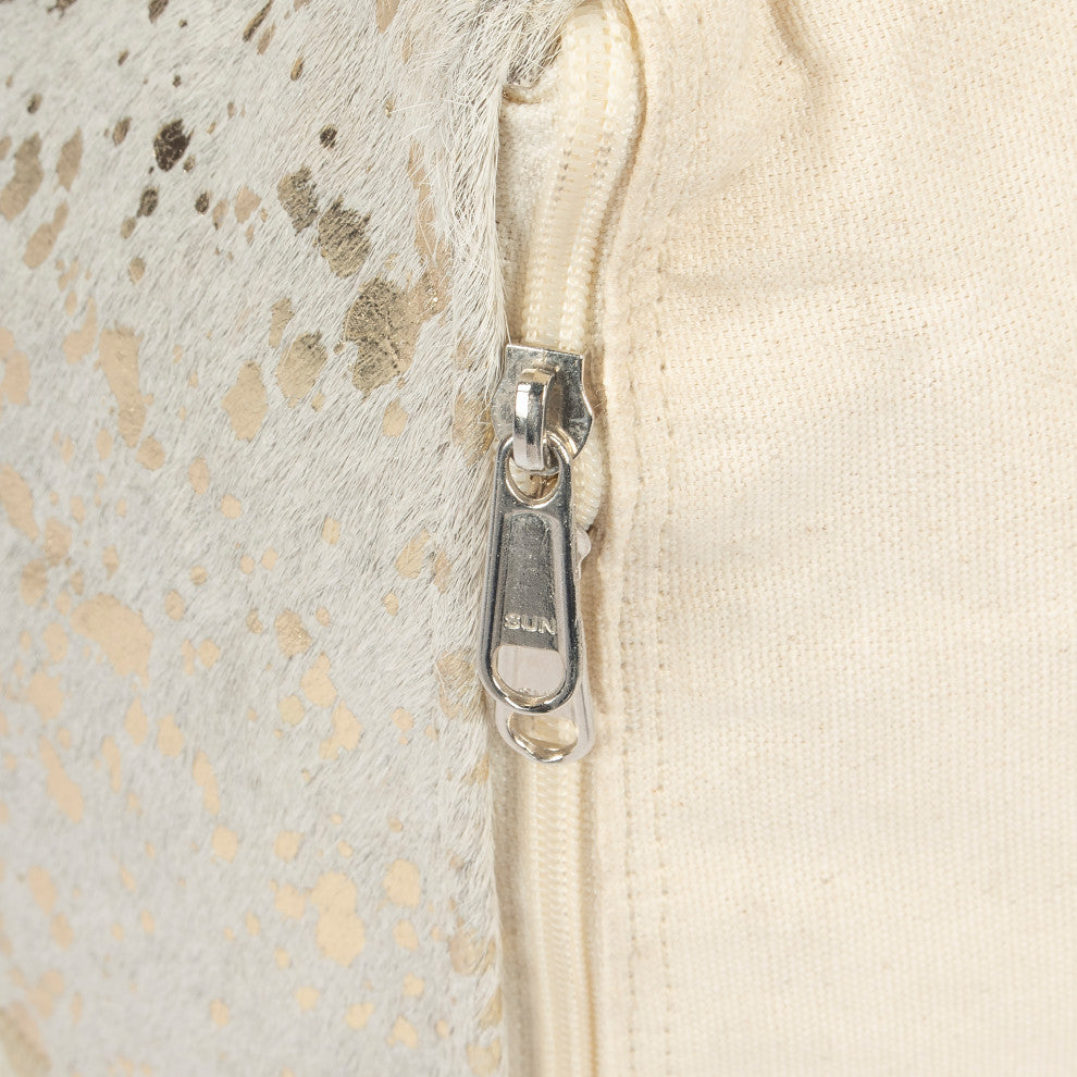 Butler Victorian Hair on Hide With Gold Spots Pouffe