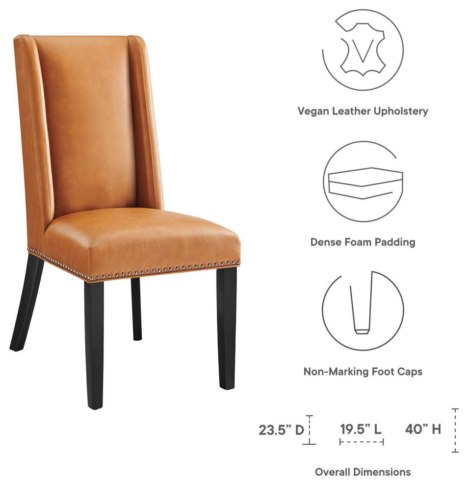 Baron Vegan Leather Dining Chair, Tan