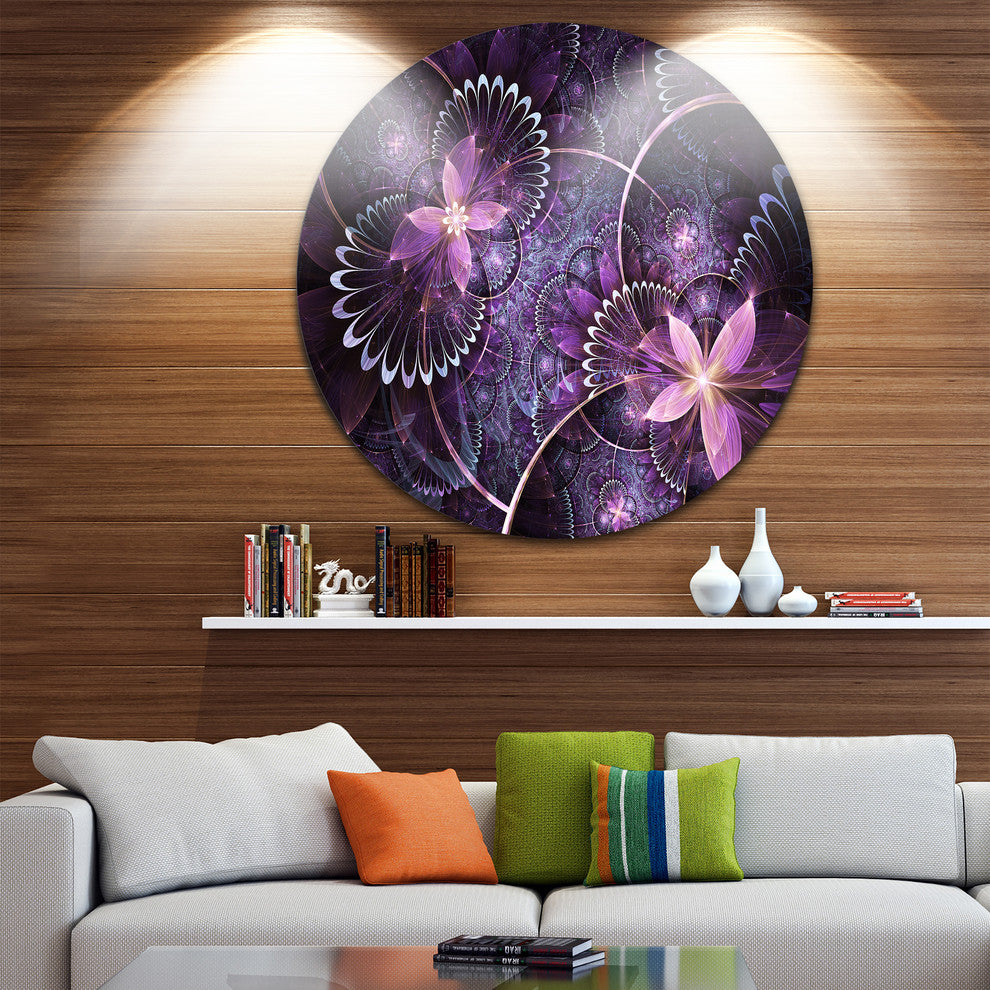 Fractal Flower Soft Purple Digital Art, Flower Round Wall Art, 36"