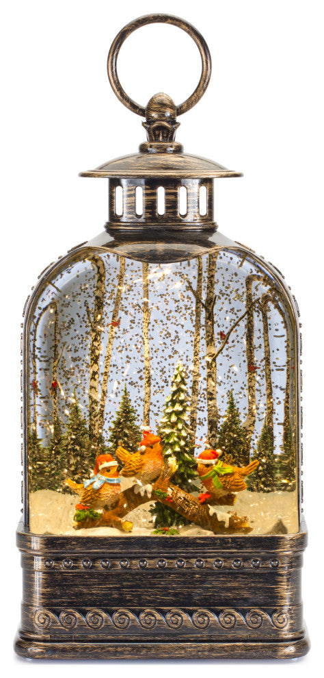 Snow Globe With Bird Wearing Santa Hat