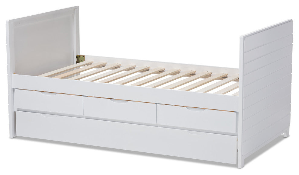 Linna Walnut Twin Daybed With Trundle, White