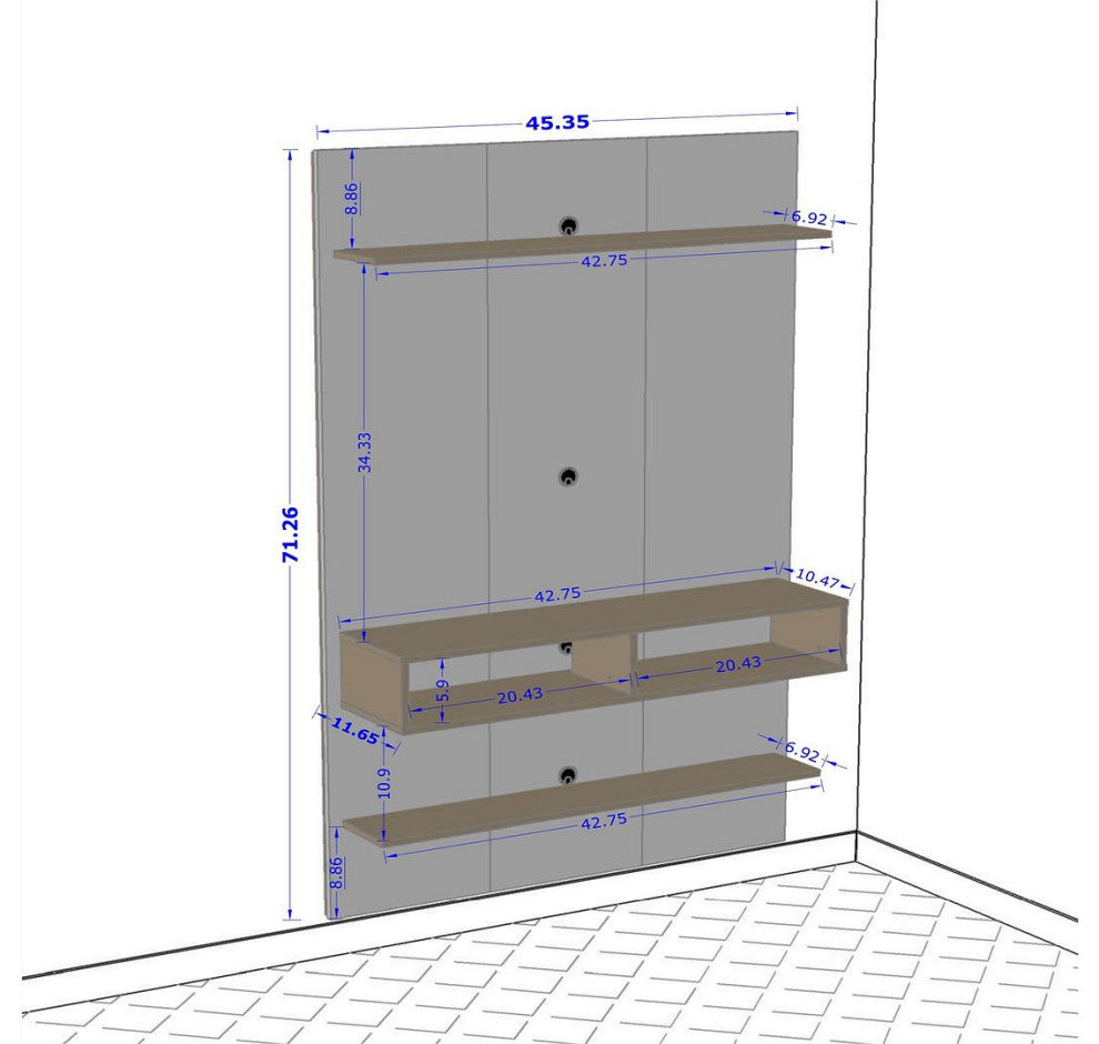 Libra Long Floating 45.35 Entertainment Center in Rustic Brown and 3D