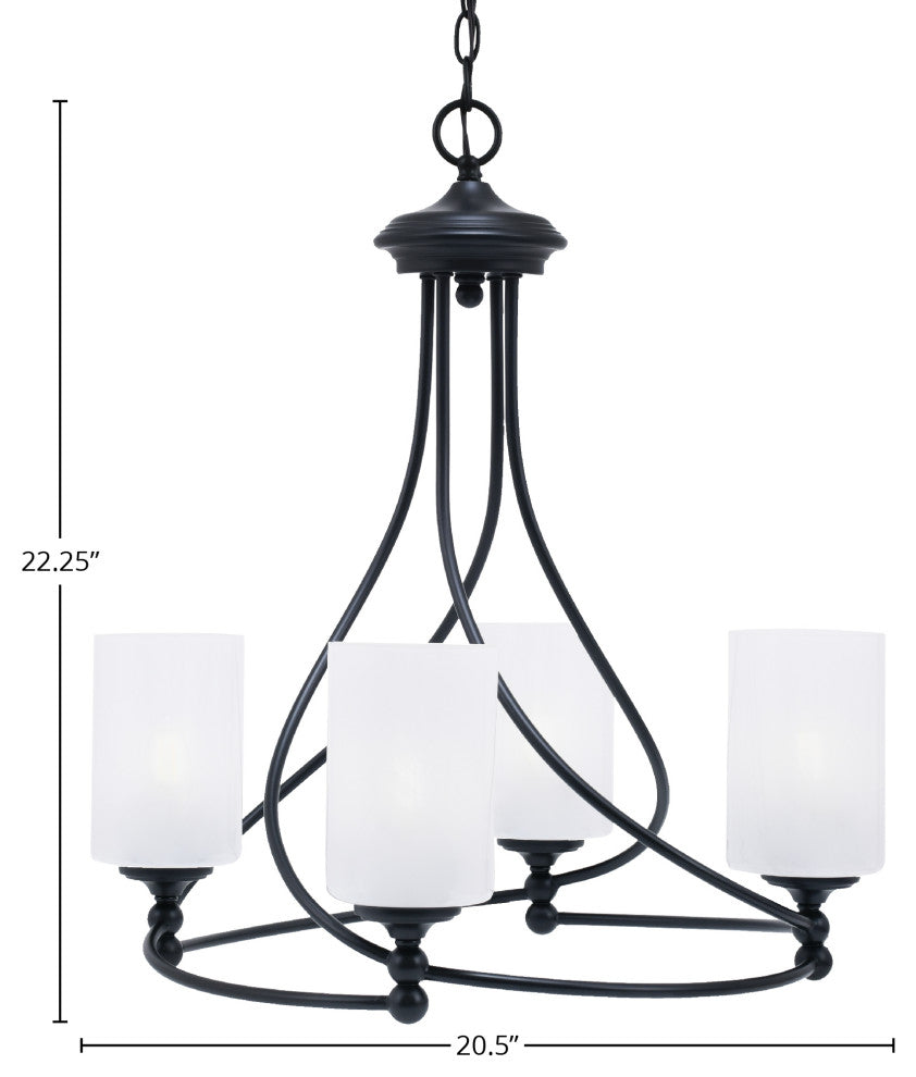 Capri 4-Light Chandelier, Matte Black/White Marble