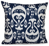 Ikat , Geometric Print Pillow, Navy Blue, 26"x26"