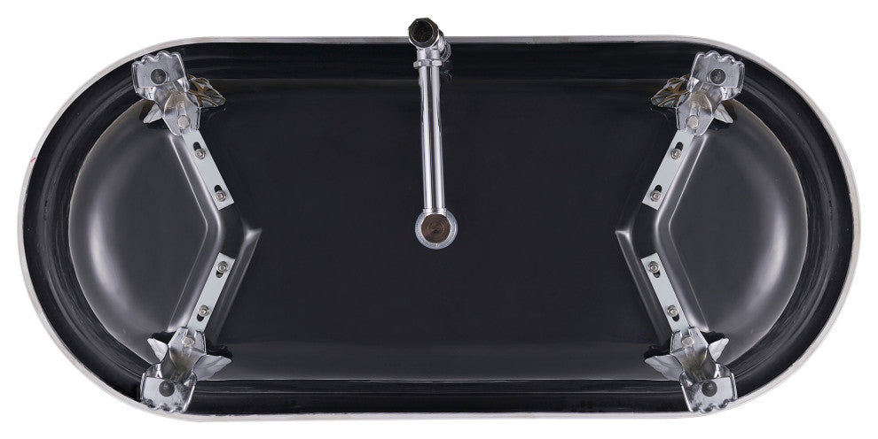 67" Acrylic Clawfoot Roll-Top Soaking Bathtub, Black