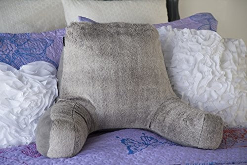 Faux Fur Reading Lounge Pillow, Grey Mink