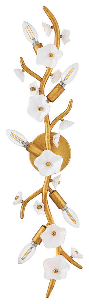 Fredrick Ramond Azalea Large Five Light Sconce, Distressed Brass