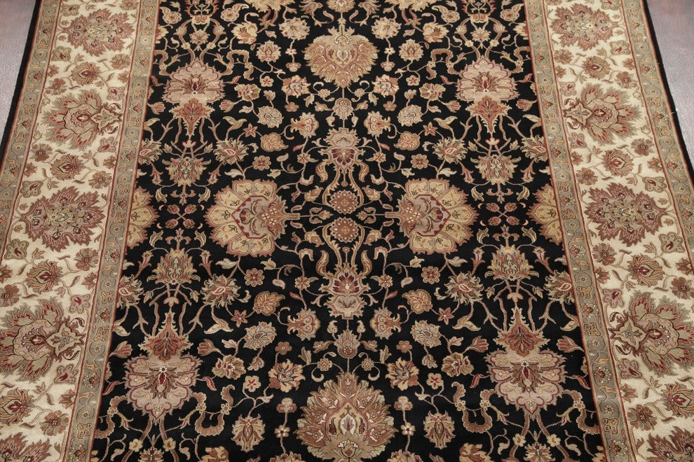 Agra Indian Traditional Hand-Knotted Oriental Area Rug, Black, 12'0"X9'0"