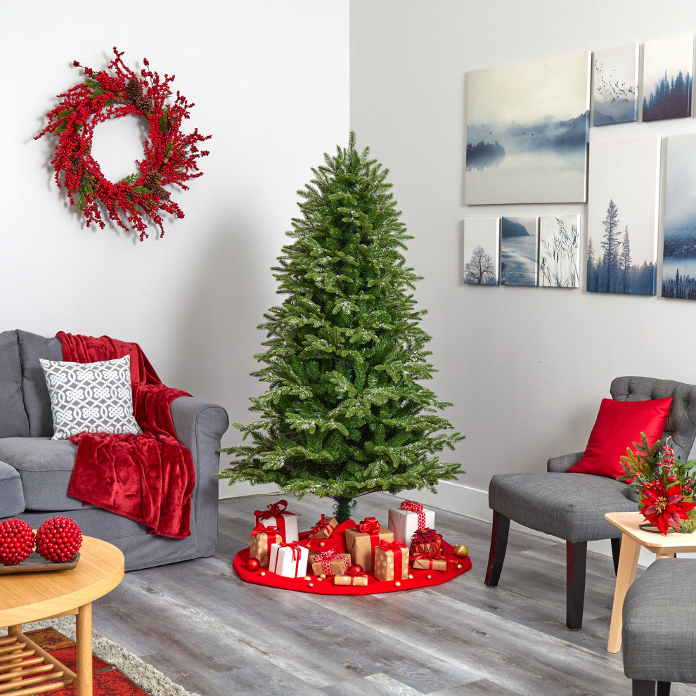 6' Snowed Grand Teton Faux Xmas Tree W/ 300 Clear Lights & 730 Bendable Branches