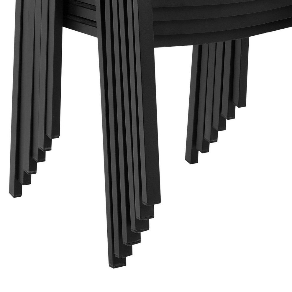 Benzara BM287826 Fifi 21" Set of 6 Dining Chairs, Black Aluminum Frame