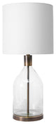 Nuloom 29" Yolanda Glass Linen Shade Gold, On-Off Switch Table Lamp